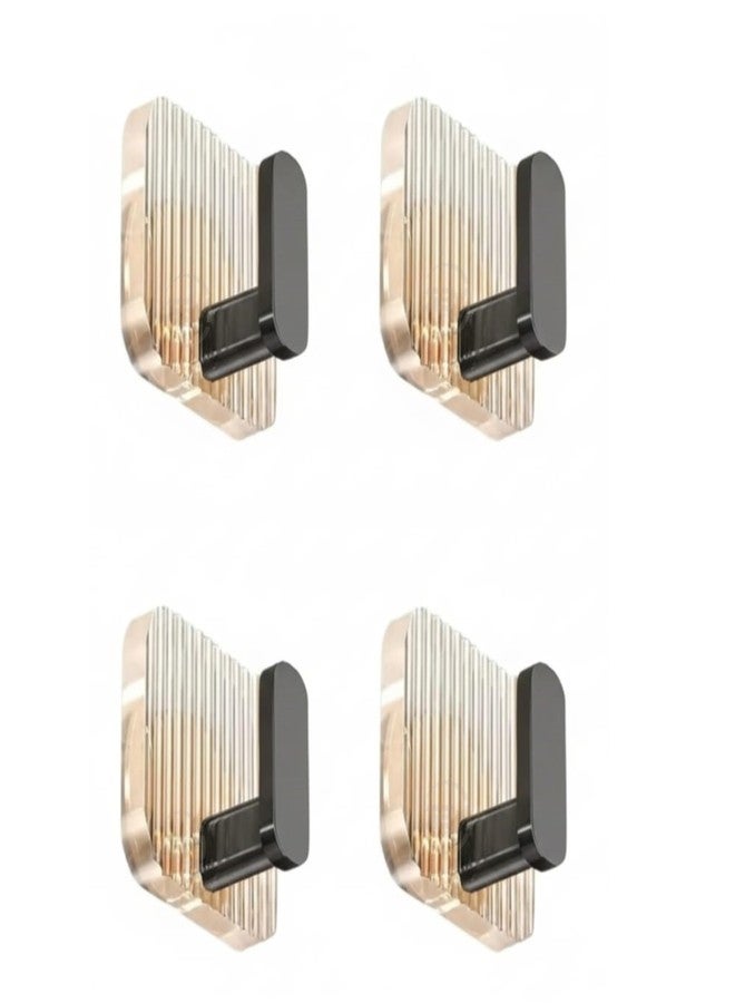 JBM ENTERPRISE Premium Transparent Wall Hooks with Black Finish | No Drill Self Adhesive Wall Hooks for Hanging | Waterproof & Strong Hold Wall Hooks for Bathroom, Kitchen, Office & Bedroom Pack of 4 - Image 1